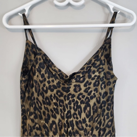 Zara Leopard Satin Slip Cowl Neck Dress XS - Picture 4 of 11